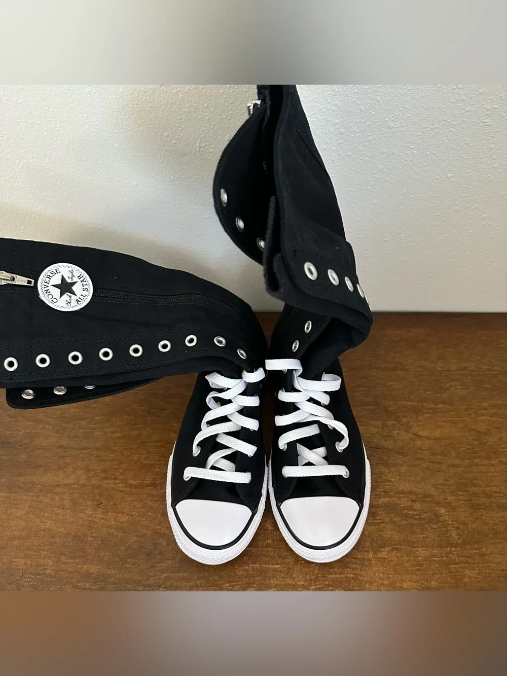 Converse All-Star Chuck Taylor Black Knee High Boots Youth Size 3